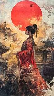 红衣少女设计古风