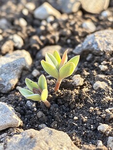 干枯的黄土上冒新芽