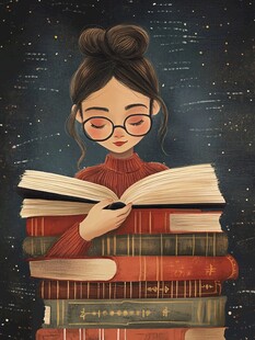 读书女孩插画