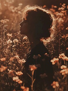花丛女人背影