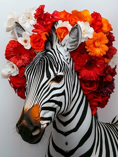 欧美手绘动物花