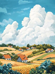 乡村场景插画
