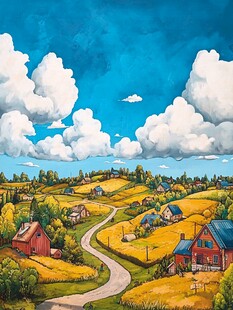 乡村场景插画