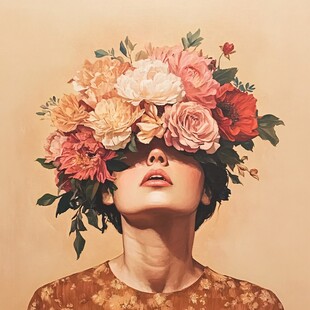 手绘艺术女人花挂画