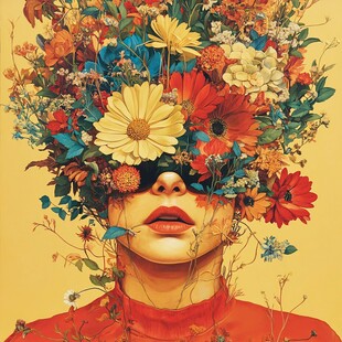 手绘艺术女人花挂画
