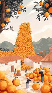 赣南脐橙插画