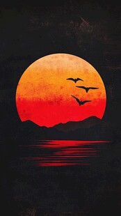 插画红日
