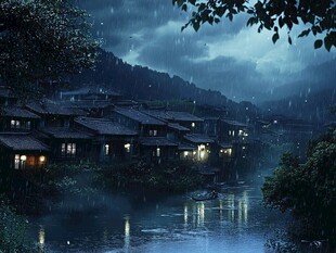 江南雨天美景