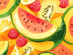 夏季水果美食插画