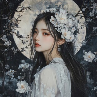 古风美女头像插画封面