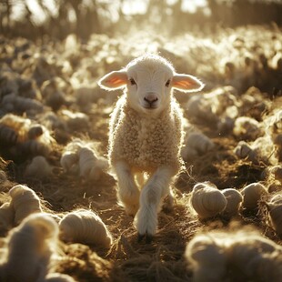 逆光下的小羊