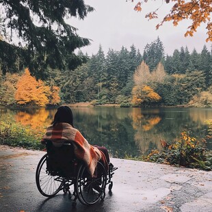 秋天的龙池湖边