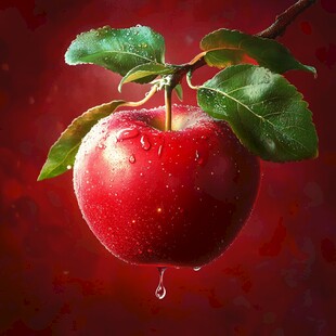 红色带露珠苹果