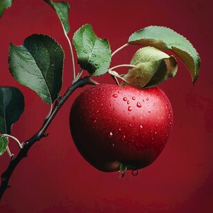 红色带露珠苹果