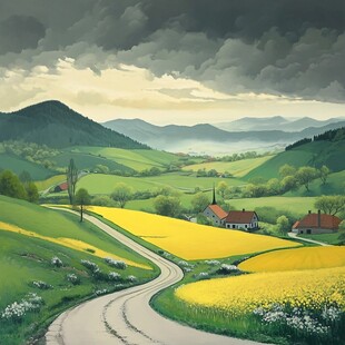 田园风景插画