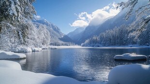 唯美冬日湖景