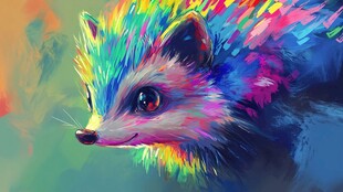 手绘彩色狐狸装饰画