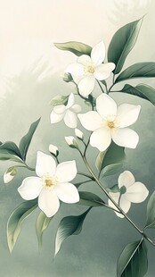 插画茉莉花