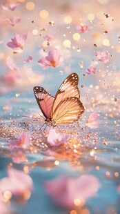 梦幻唯美橙色蝴蝶