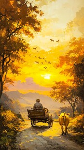 金秋风景插画