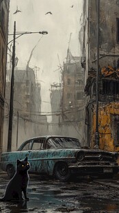 楼顶的霸气黑猫