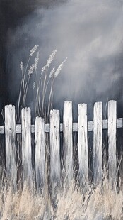 月夜芦苇荡禅意装饰画