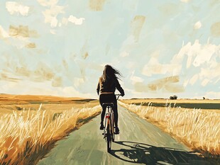 郊外小路快乐骑行