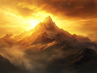暖色的山峰