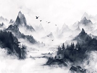 诗意古风水墨山水