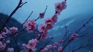 唯美山花意境桃花