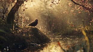 桃花梅花日出山涧