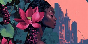 木棉花美女插画