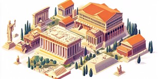 雅典插画宣传素材背景