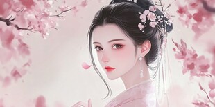 桃花美人插画