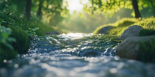 阳光草地溪流