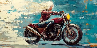 骑摩托车的女孩插画