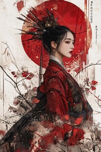 红衣少女设计古风