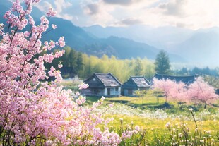 桃花丛中的小屋