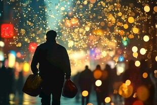 夜色中行走的人