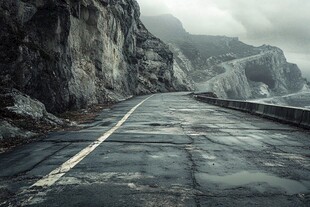 雨雾山路图片素材下载