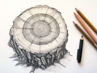 手绘树木年轮