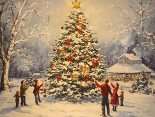 圣诞节油画