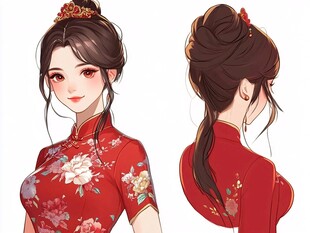 中式新娘插画