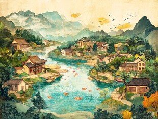 山村插画