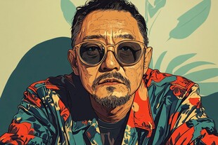 手绘墨镜男
