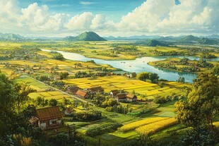 高清宽幅田园山水