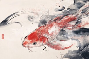 工笔锦鲤