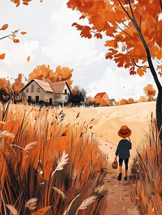 手绘原创插画秋天
