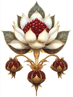 手绘金属质感荷花