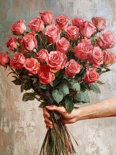 油画玫瑰花